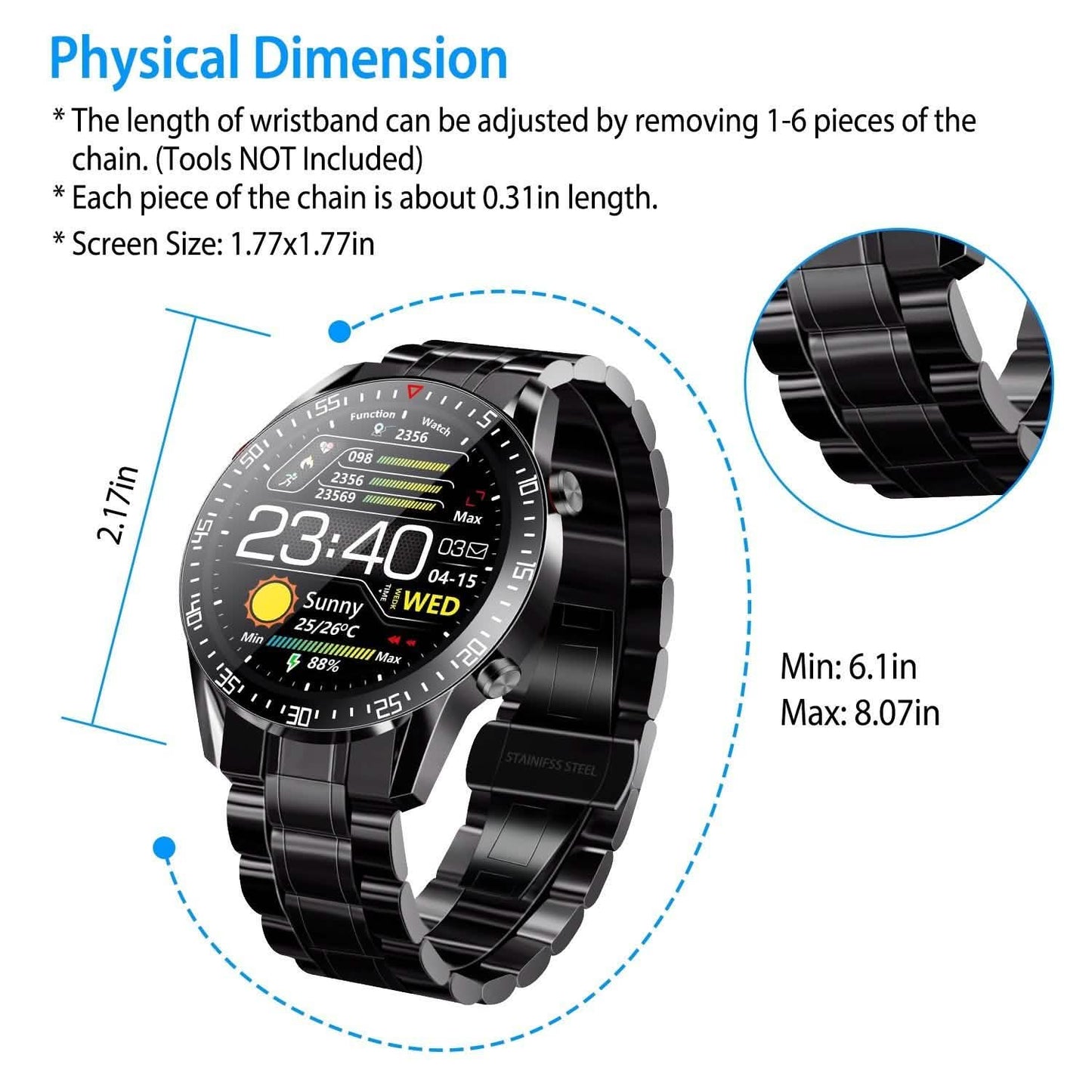 Kabellose Smartwatch Fitness-Tracker IP68 Wasserdichtes Sportarmband