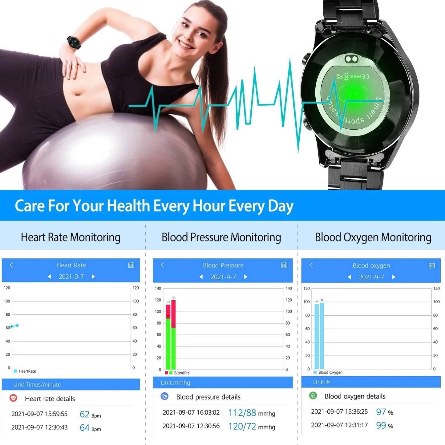 Kabellose Smartwatch Fitness-Tracker IP68 Wasserdichtes Sportarmband