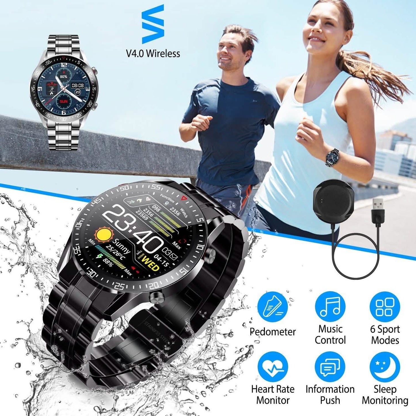Kabellose Smartwatch Fitness-Tracker IP68 Wasserdichtes Sportarmband