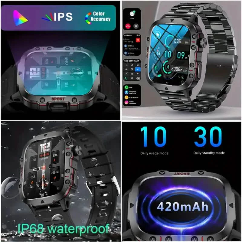 Kabellose Anruf-Fitness-KI-Sprache Outdoor 100+ Sportmodi Outdoor Smartwatch