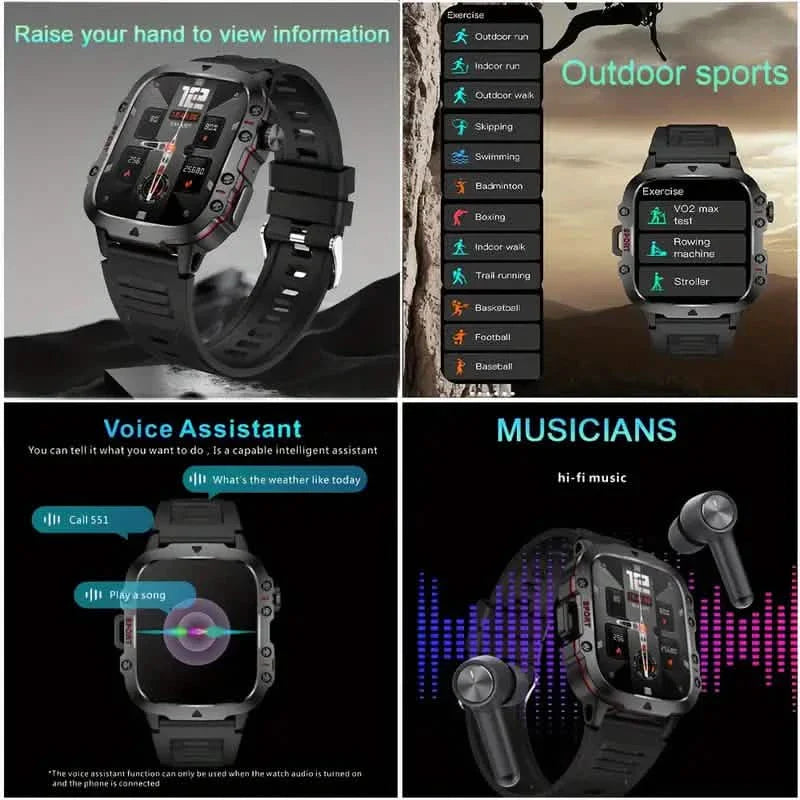 Kabellose Anruf-Fitness-KI-Sprache Outdoor 100+ Sportmodi Outdoor Smartwatch