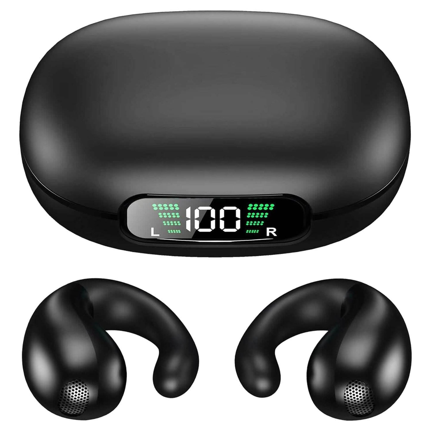 Kabellose V5.3 Open-Ear-Clip-Kopfhörer IPX3 Wasserdicht Ultra Open-Ear-Kopfhörer mit LED-Anzeige