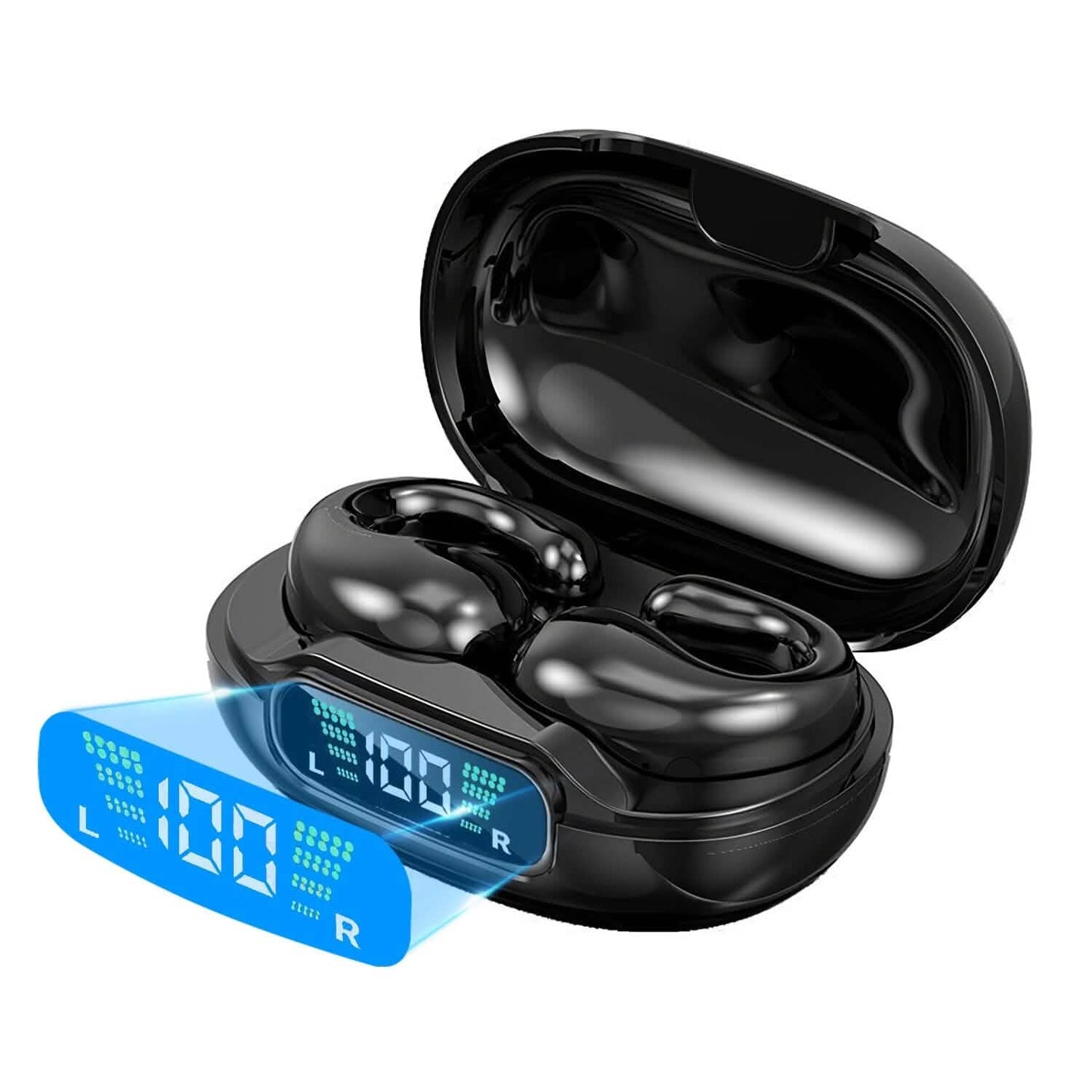Kabellose V5.3 Open-Ear-Clip-Kopfhörer IPX3 Wasserdicht Ultra Open-Ear-Kopfhörer mit LED-Anzeige