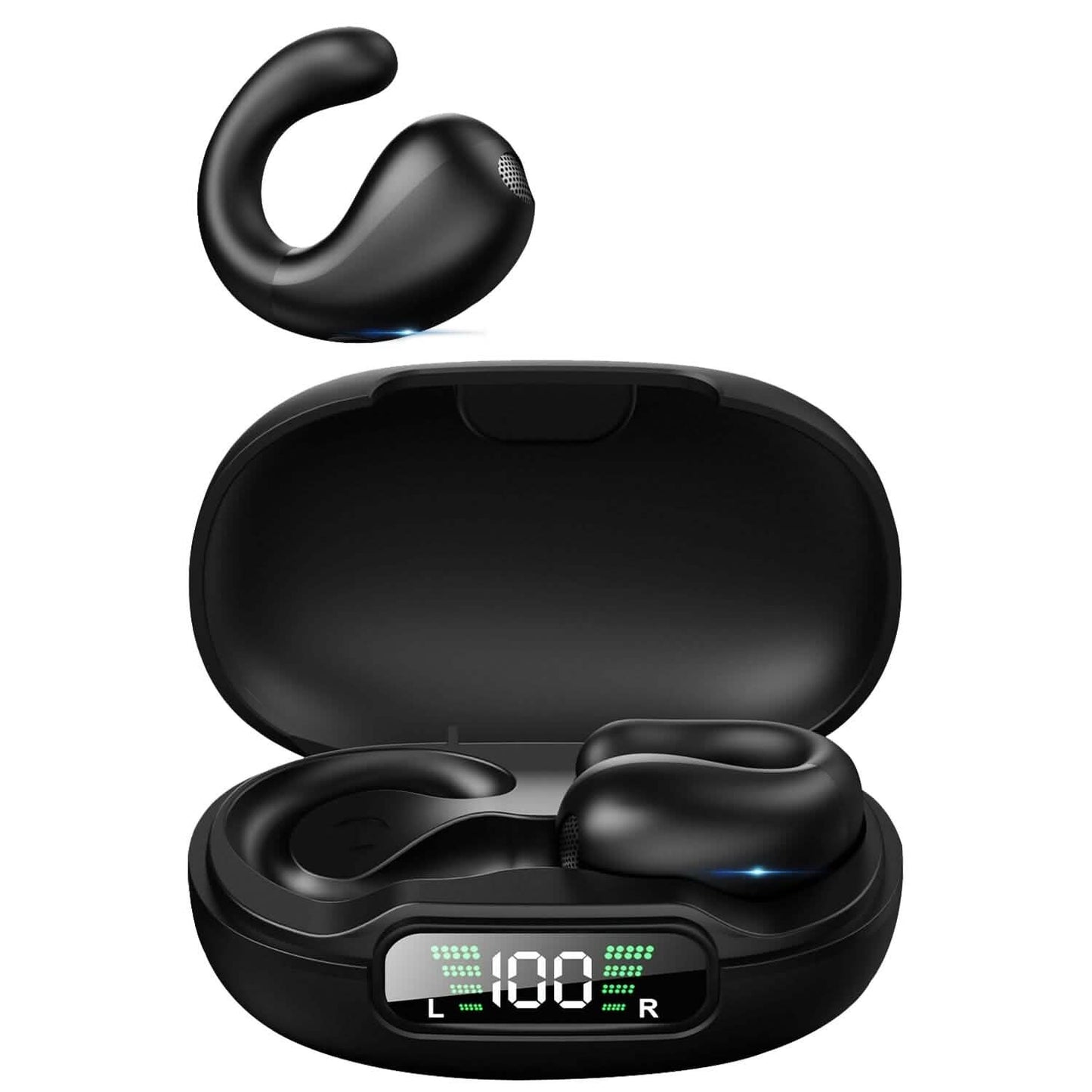 Kabellose V5.3 Open-Ear-Clip-Kopfhörer IPX3 Wasserdicht Ultra Open-Ear-Kopfhörer mit LED-Anzeige