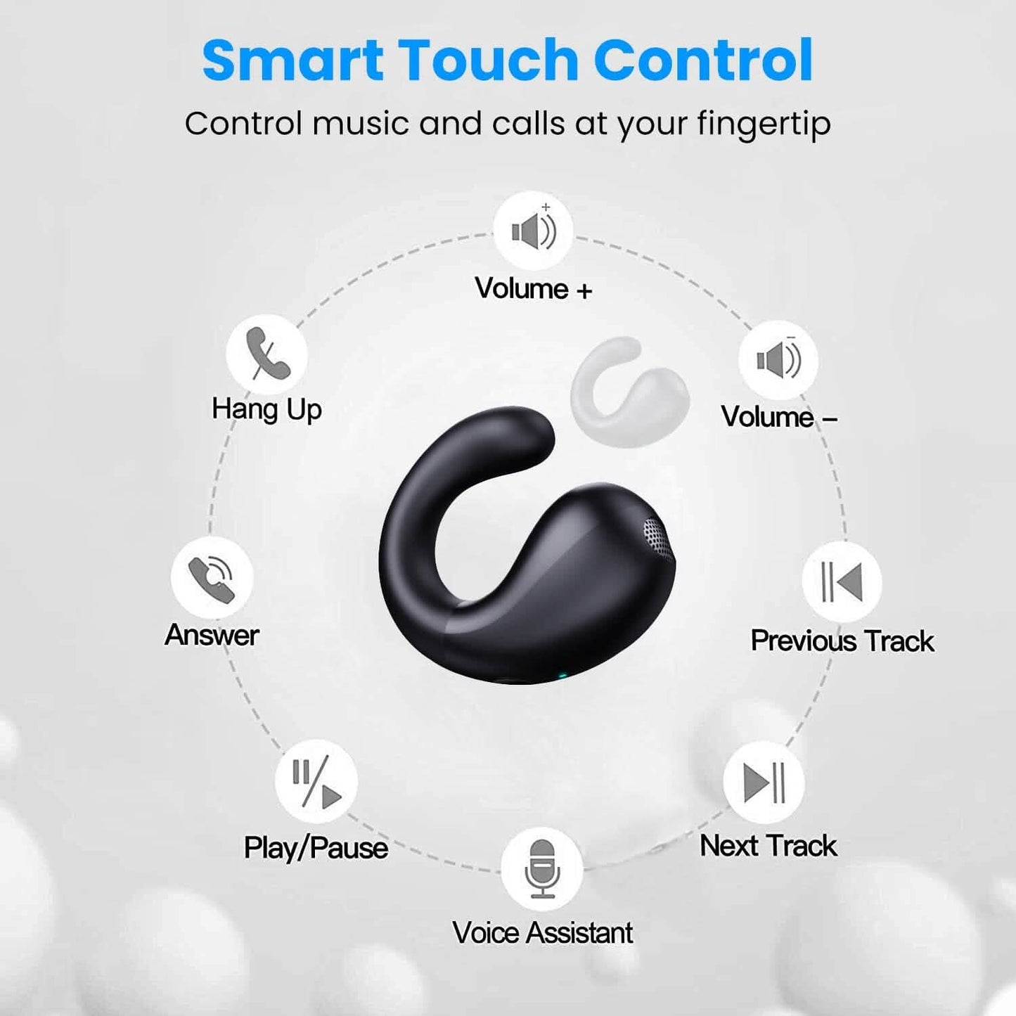 Kabellose V5.3 Open-Ear-Clip-Kopfhörer IPX3 Wasserdicht Ultra Open-Ear-Kopfhörer mit LED-Anzeige