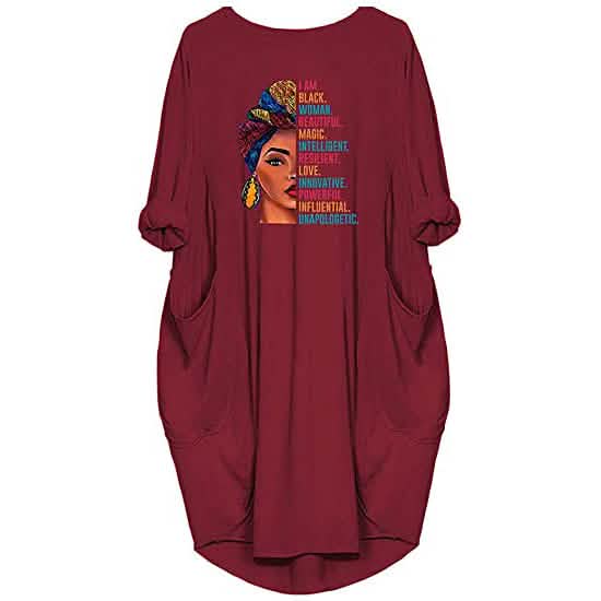 Damen Langarm Locker Oversize Tunikakleid mit Taschen