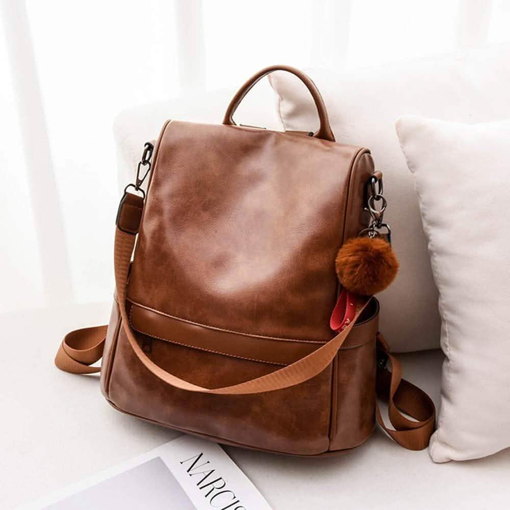 Damen Rucksack Geldbörse PU Leder Anti-Diebstahl Lässige Umhängetasche