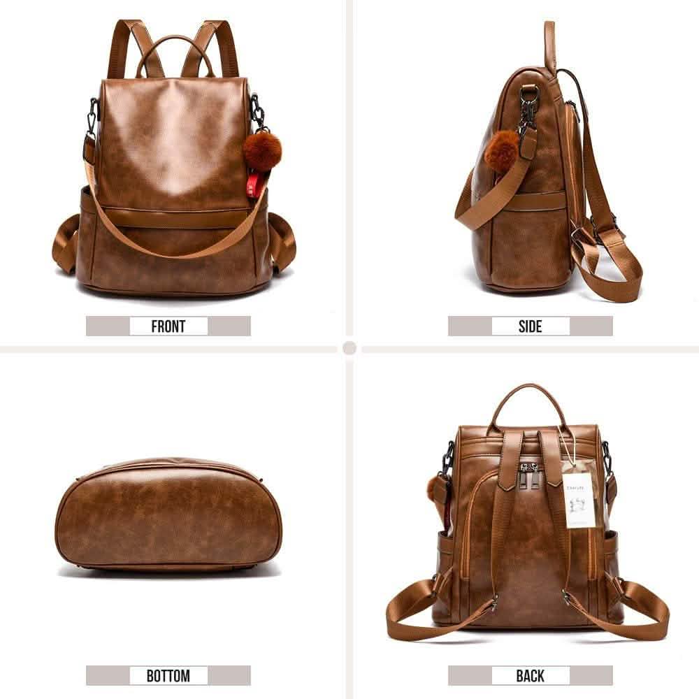 Damen Rucksack Geldbörse PU Leder Anti-Diebstahl Lässige Umhängetasche