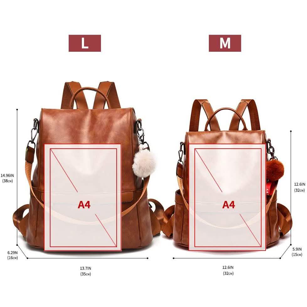 Damen Rucksack Geldbörse PU Leder Anti-Diebstahl Lässige Umhängetasche