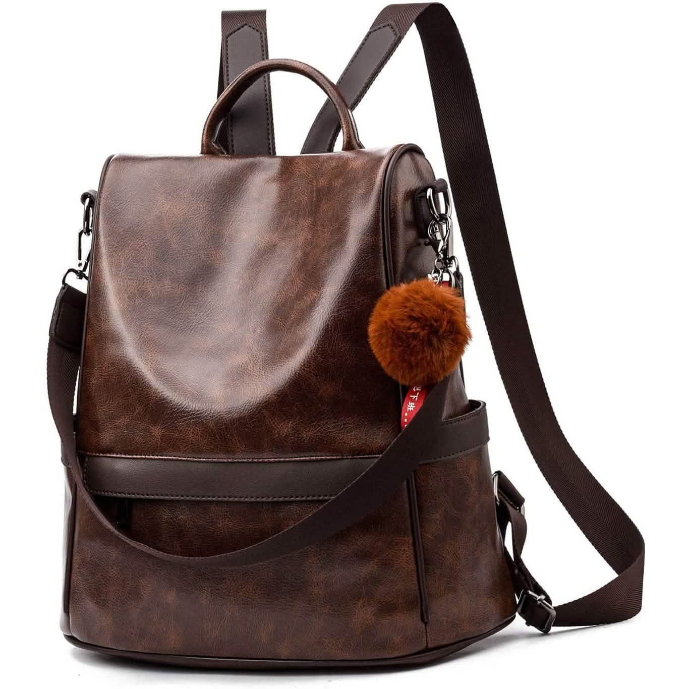 Damen Rucksack Geldbörse PU Leder Anti-Diebstahl Lässige Umhängetasche
