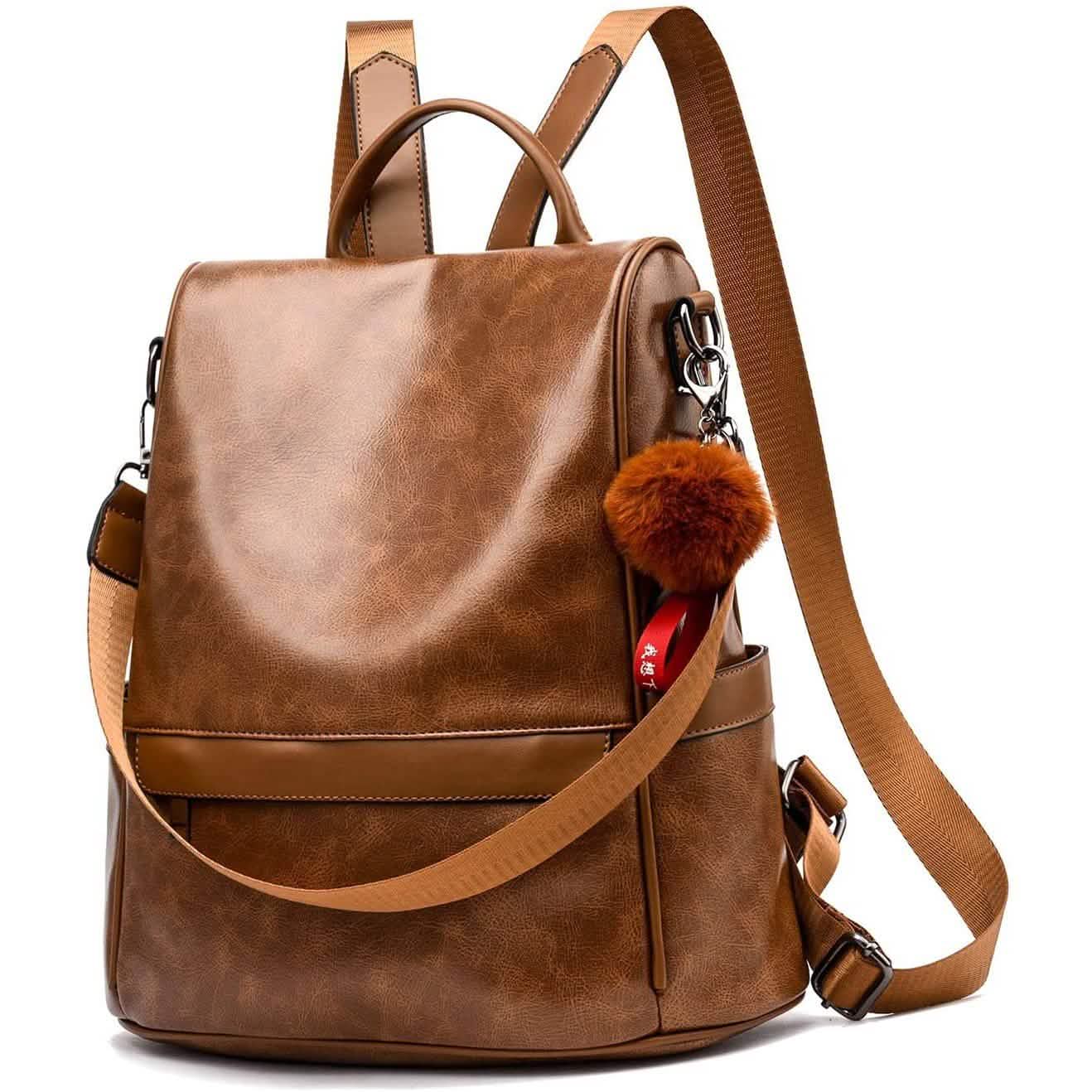 Damen Rucksack Geldbörse PU Leder Anti-Diebstahl Lässige Umhängetasche