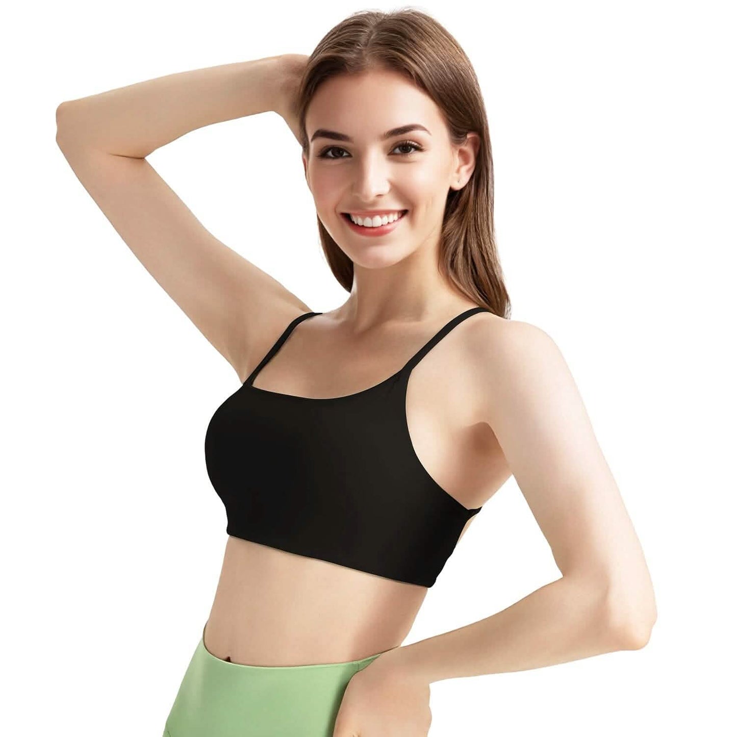 Damen Sport-BHs mit überkreuztem Rücken, gepolstert, mit herausnehmbaren Pads und dünnen Trägern