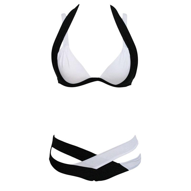 Damen High Waist Bikini-Badeanzug Bademode Damen 2-teiliger Badeanzug Schaufelhals High Waist Bikini-Set Weiblicher eleganter Bikini Bequemes Schwimmset Große Größe Badeanzug