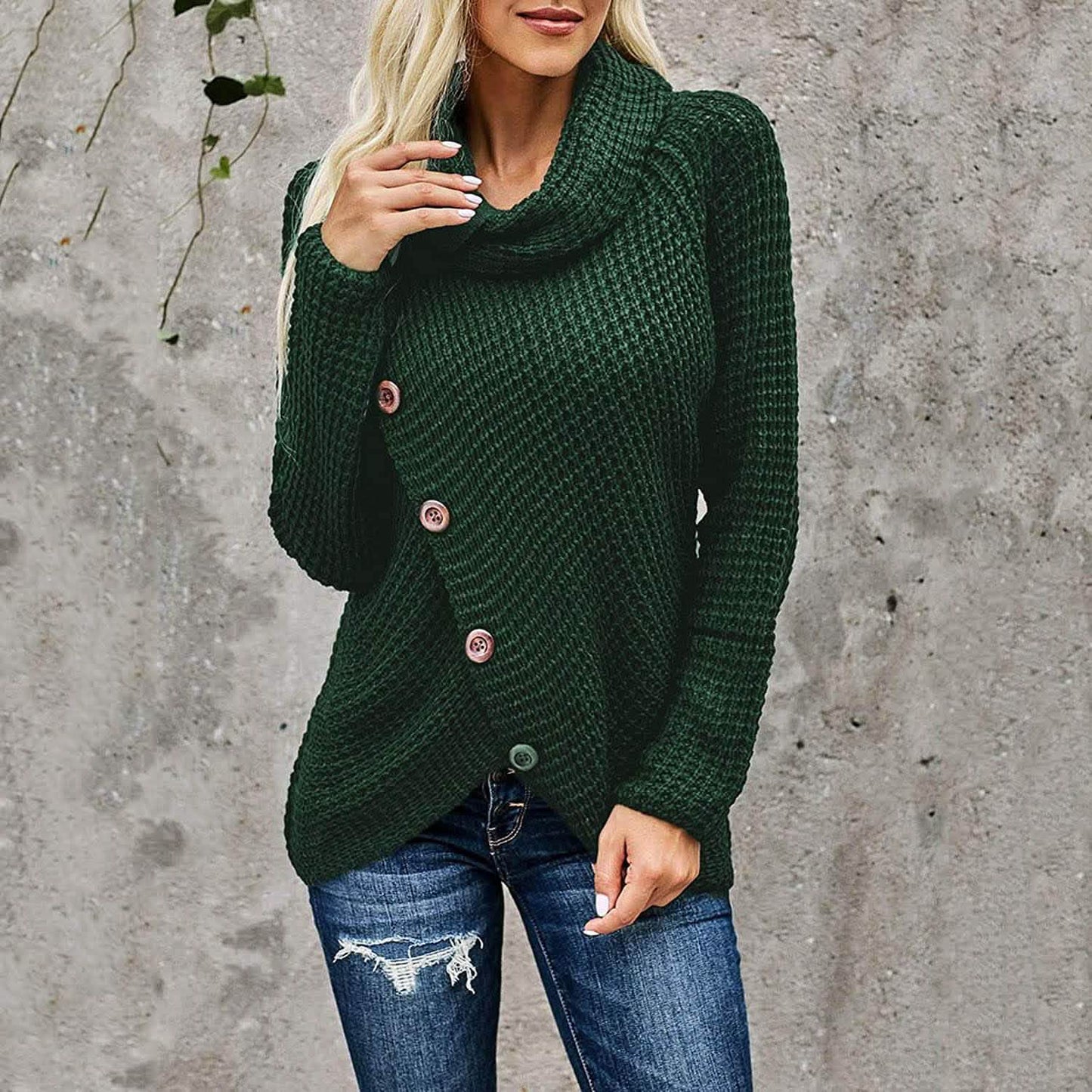 Damen Langarm Asymmetrischer Wickelpullover Strickpullover Oberteile