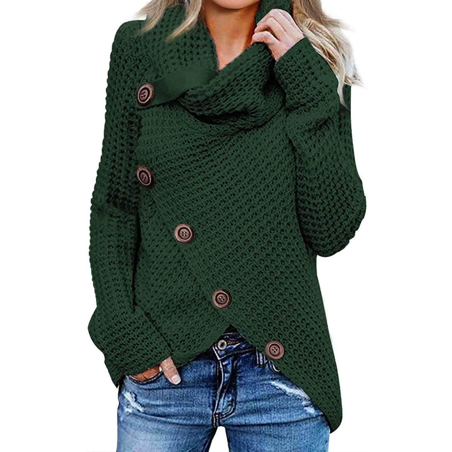 Damen Langarm Asymmetrischer Wickelpullover Strickpullover Oberteile