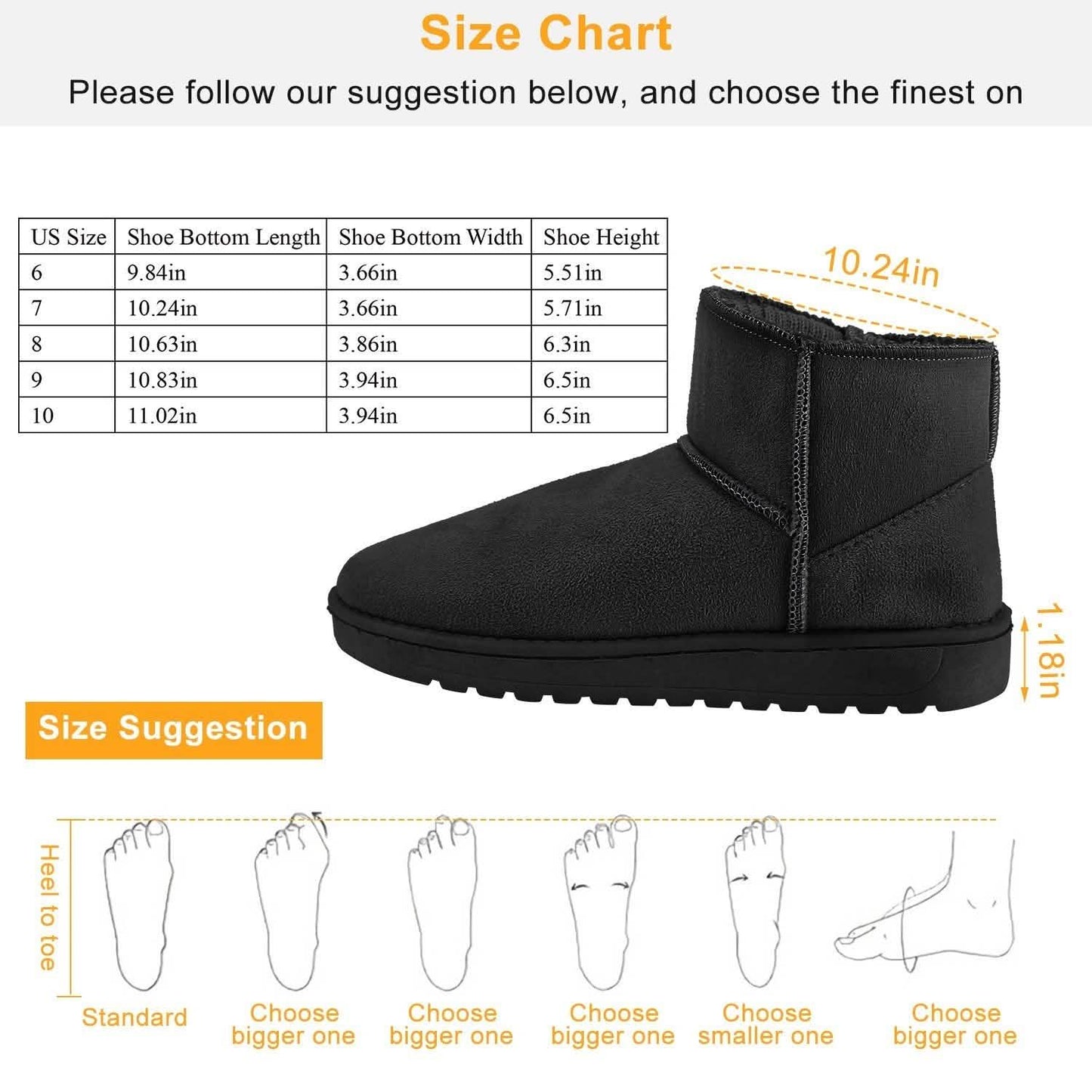 Damen Wildleder Winterstiefel Wadenhoch mit rutschfester Gummisohle