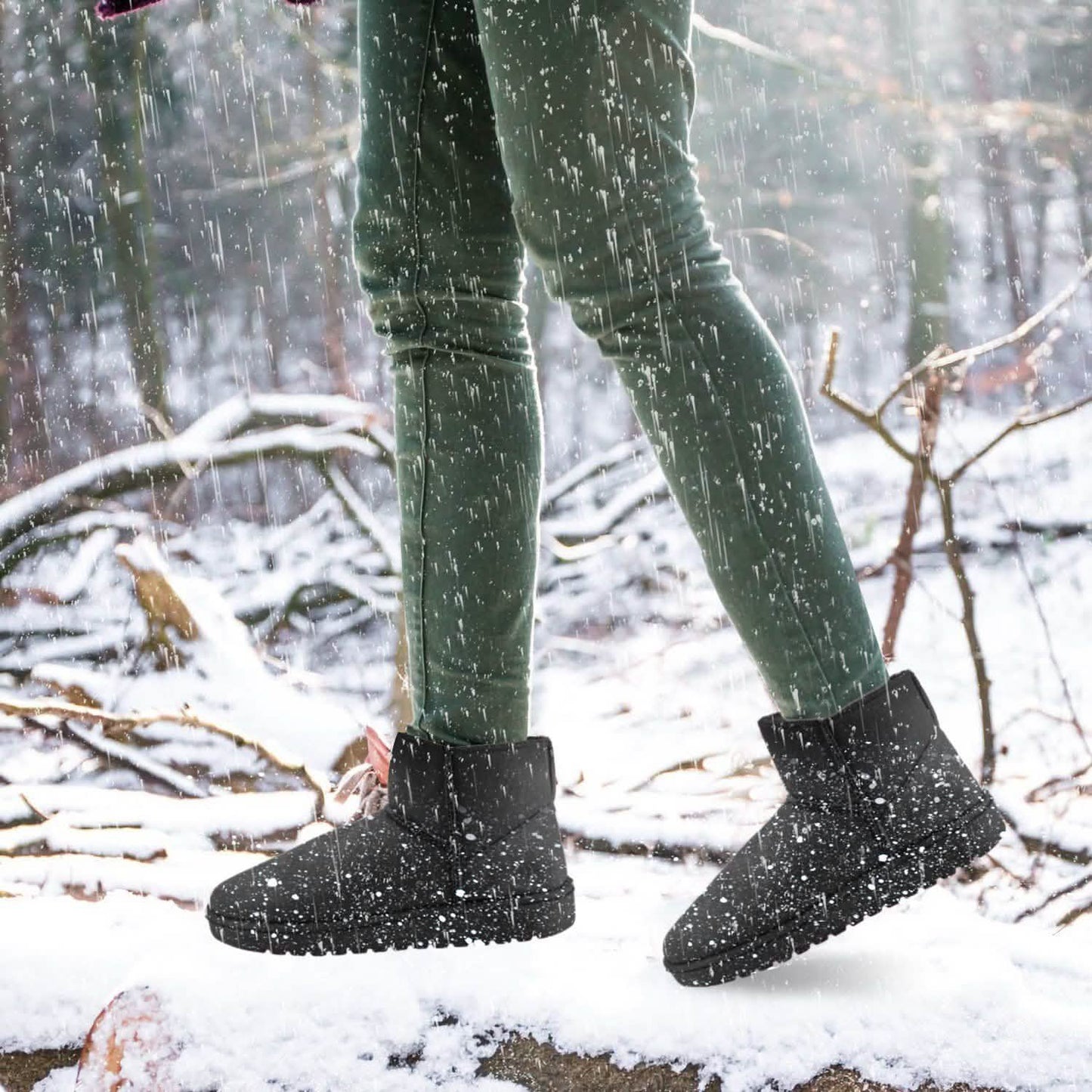 Damen Wildleder Winterstiefel Wadenhoch mit rutschfester Gummisohle