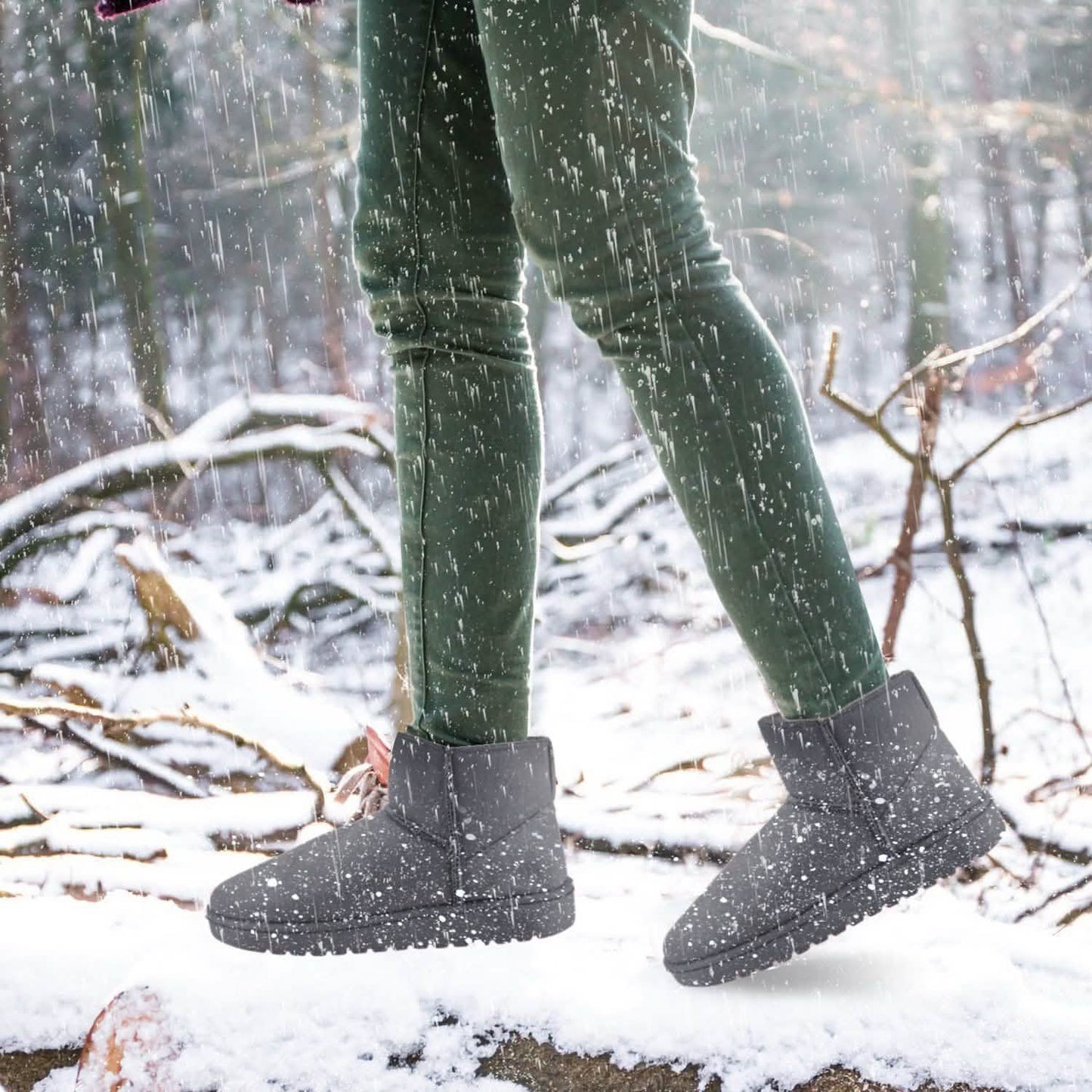 Damen Wildleder Winterstiefel Wadenhoch mit rutschfester Gummisohle