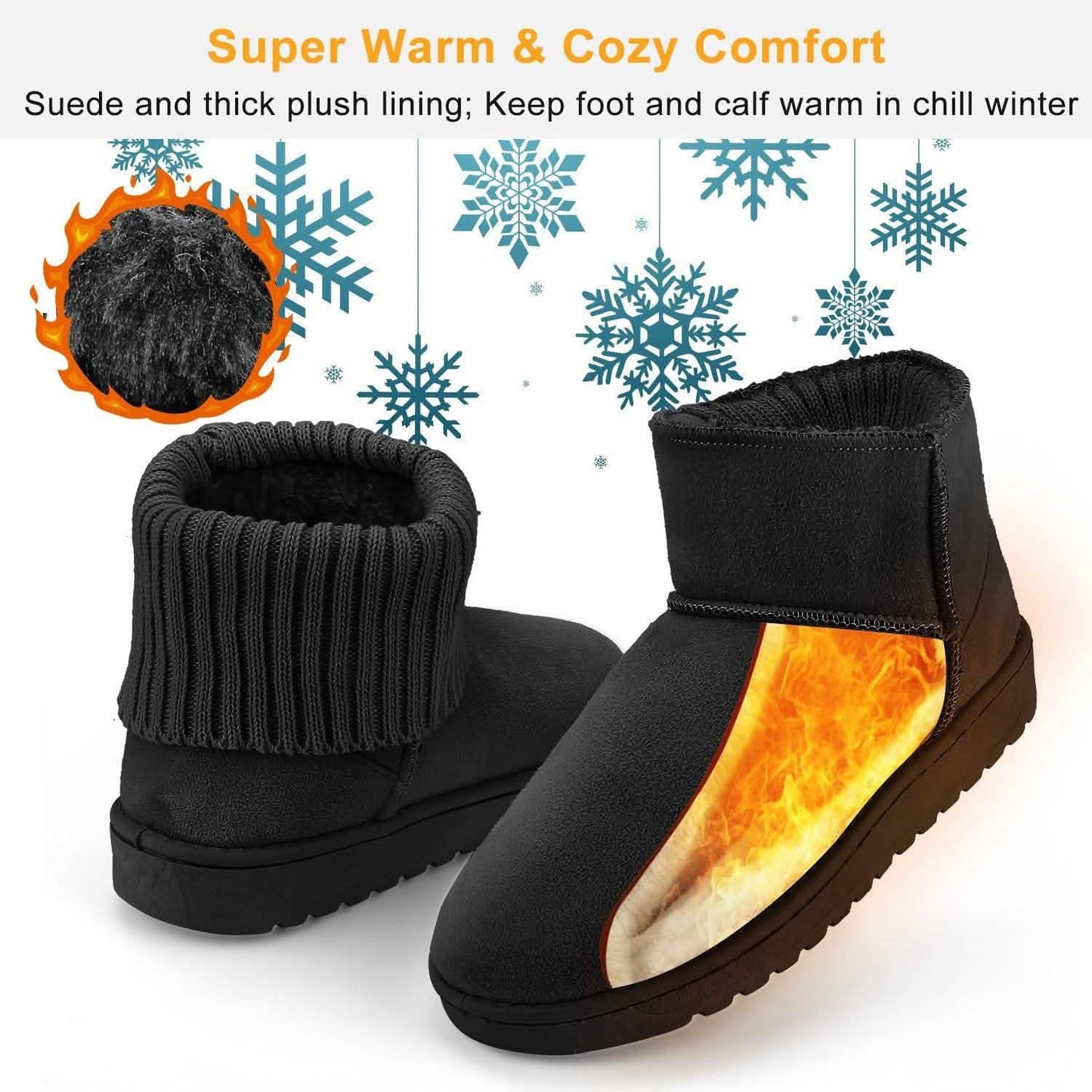 Damen Wildleder Winterstiefel Wadenhoch mit rutschfester Gummisohle