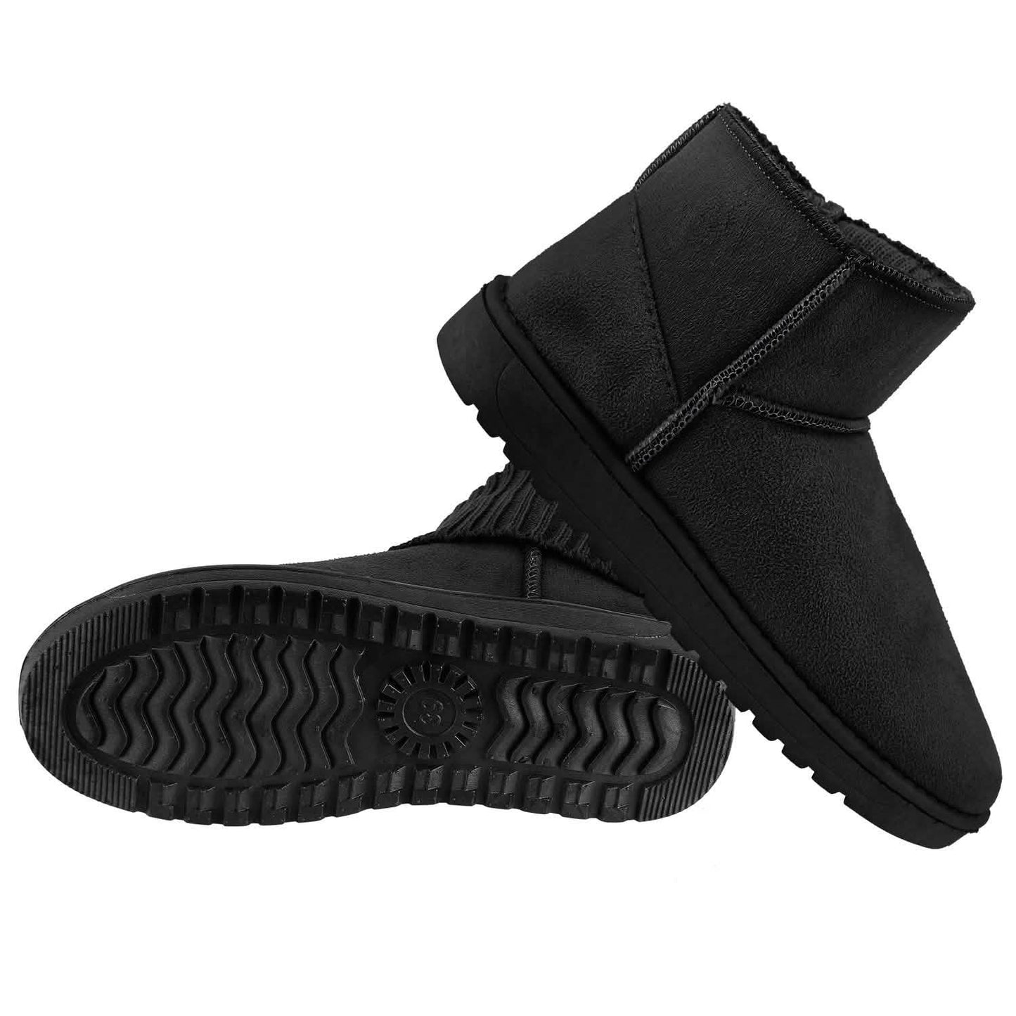 Damen Wildleder Winterstiefel Wadenhoch mit rutschfester Gummisohle