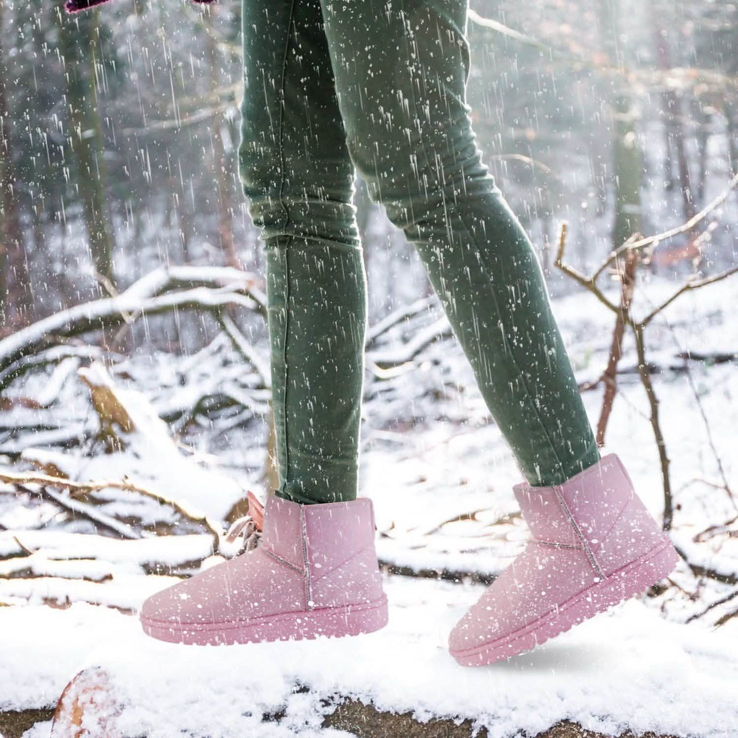 Damen Wildleder Winterstiefel Wadenhoch mit rutschfester Gummisohle