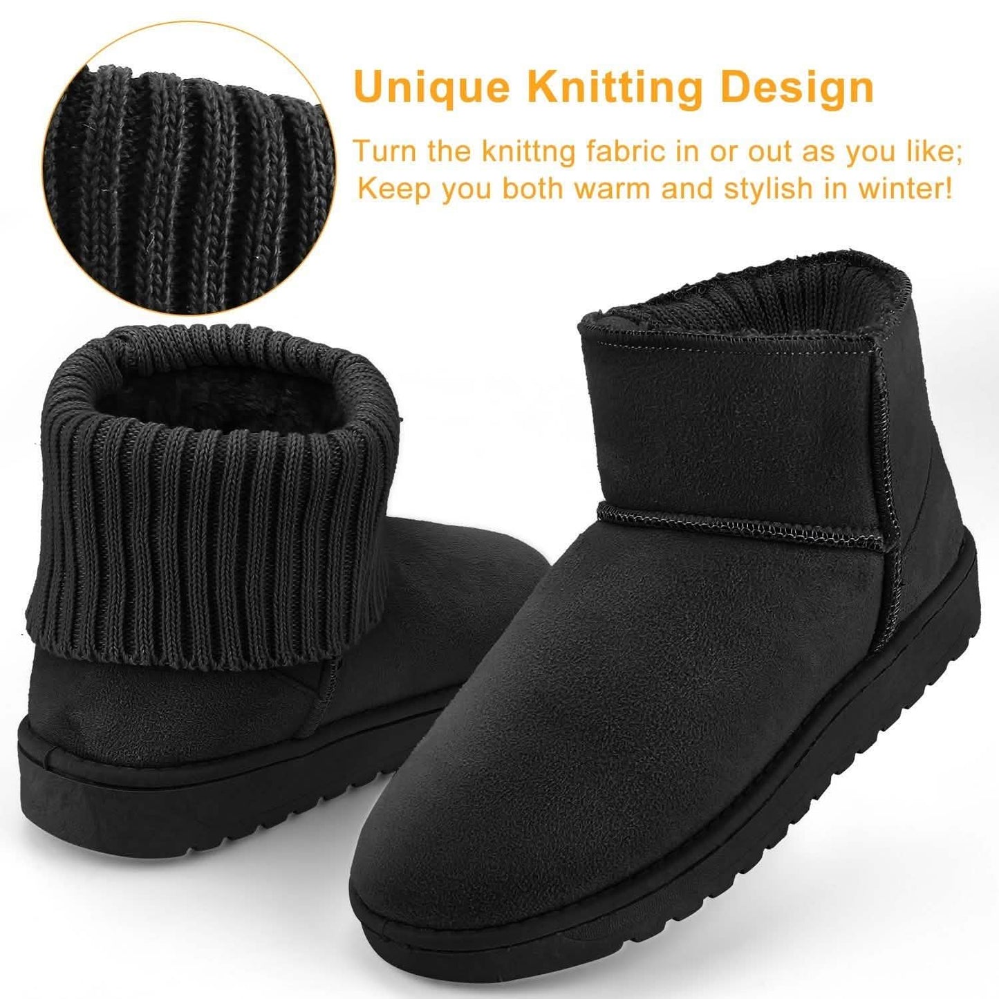 Damen Wildleder Winterstiefel Wadenhoch mit rutschfester Gummisohle