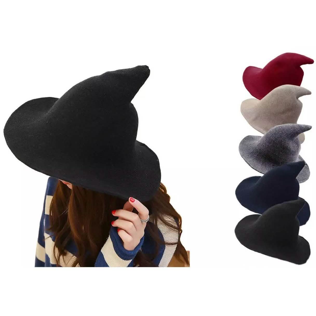 Damen Winter Warme Gestrickte Wollmütze Hexenhut