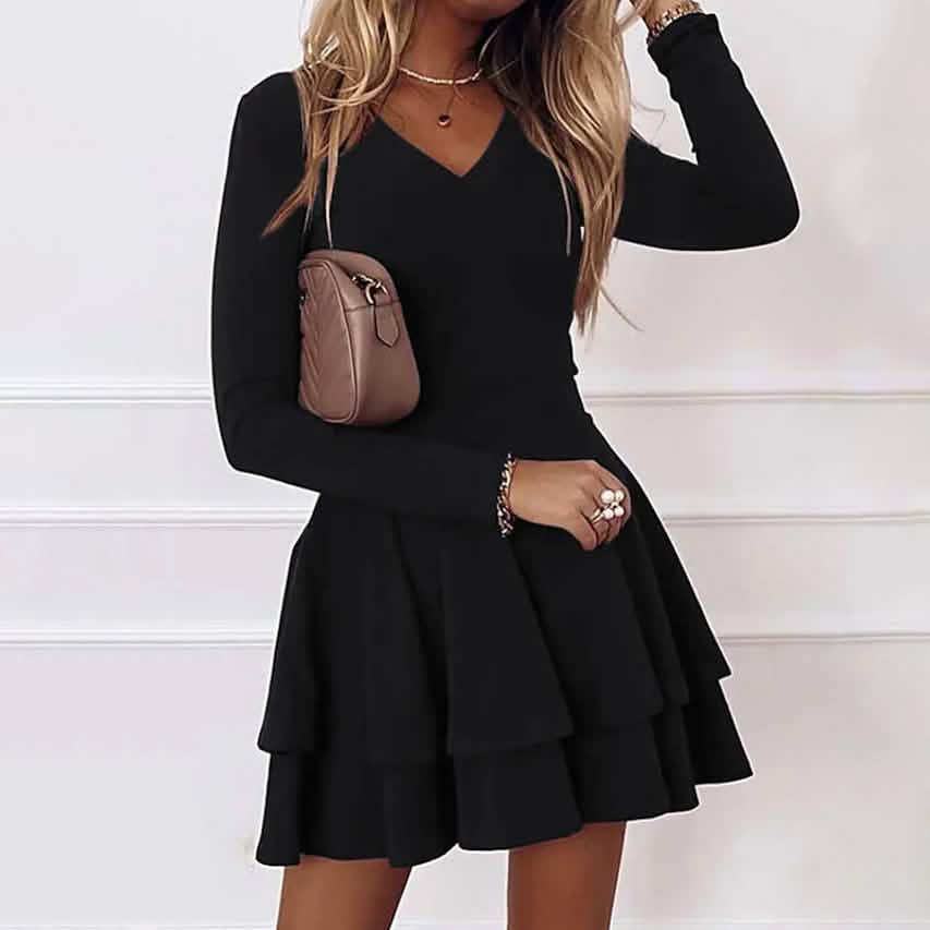 Damen A-Linien-Kleid Kurzes Minikleid