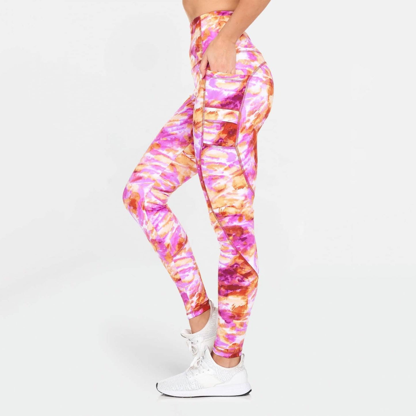 Damen-Leggings mit hohem Bund, Print und Taschen