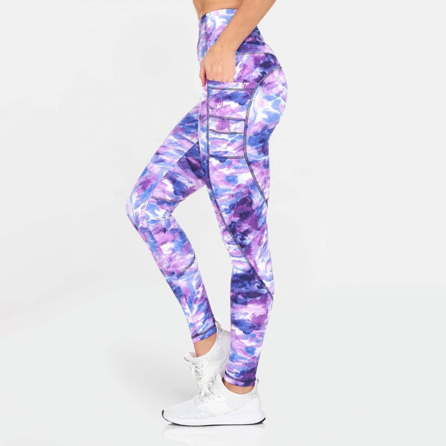 Damen-Leggings mit hohem Bund, Print und Taschen