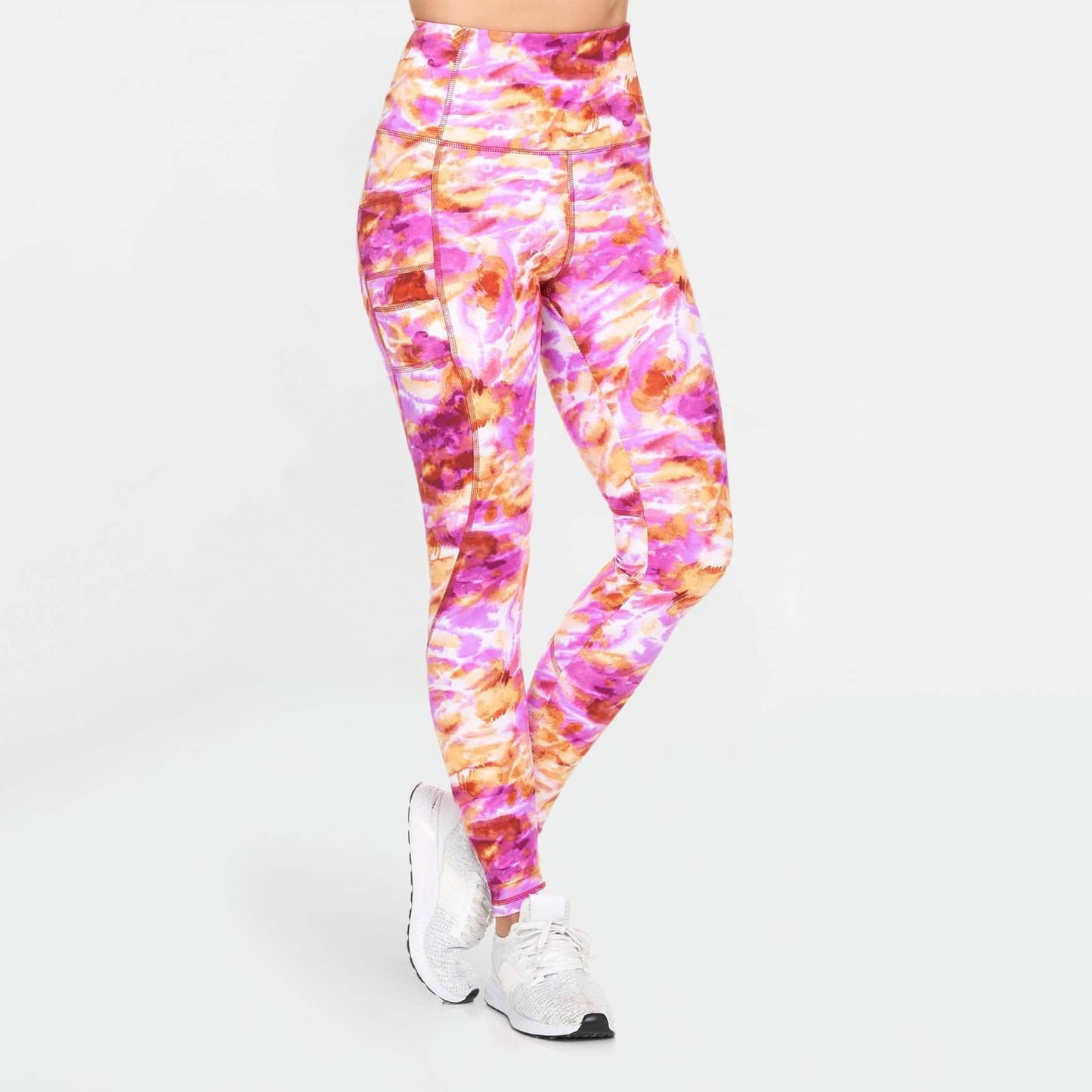 Damen-Leggings mit hohem Bund, Print und Taschen