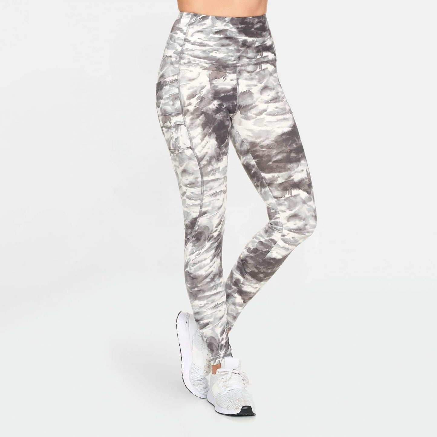 Damen-Leggings mit hohem Bund, Print und Taschen