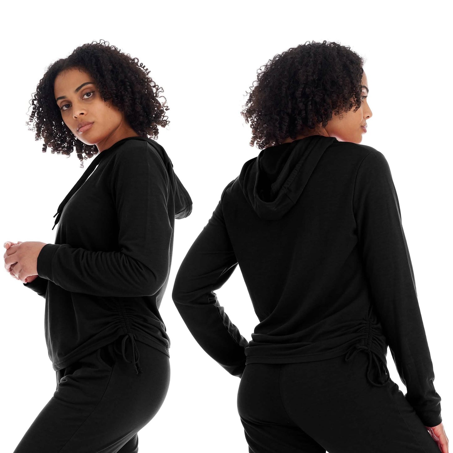 Damen Sport Freizeit French Terry Fleece Kapuzenpullover Sweatshirt