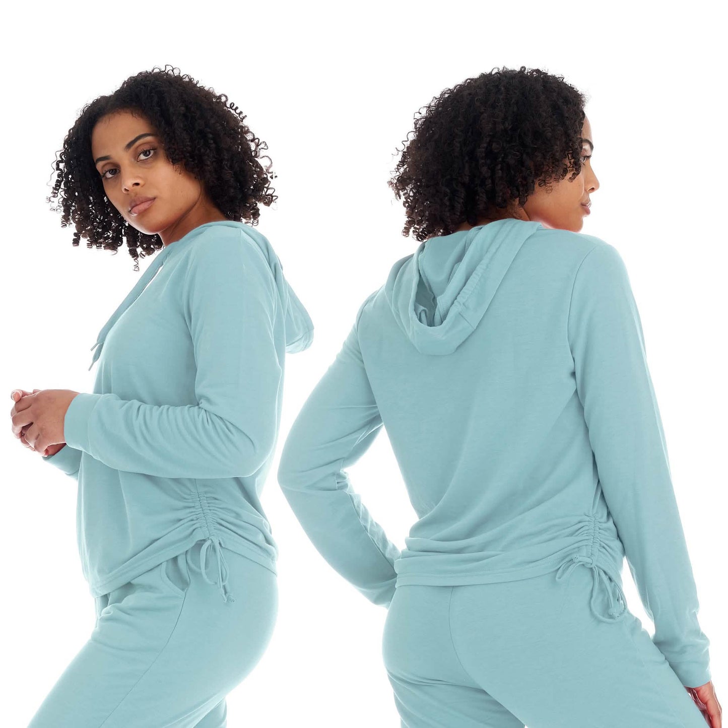 Damen Sport Freizeit French Terry Fleece Kapuzenpullover Sweatshirt