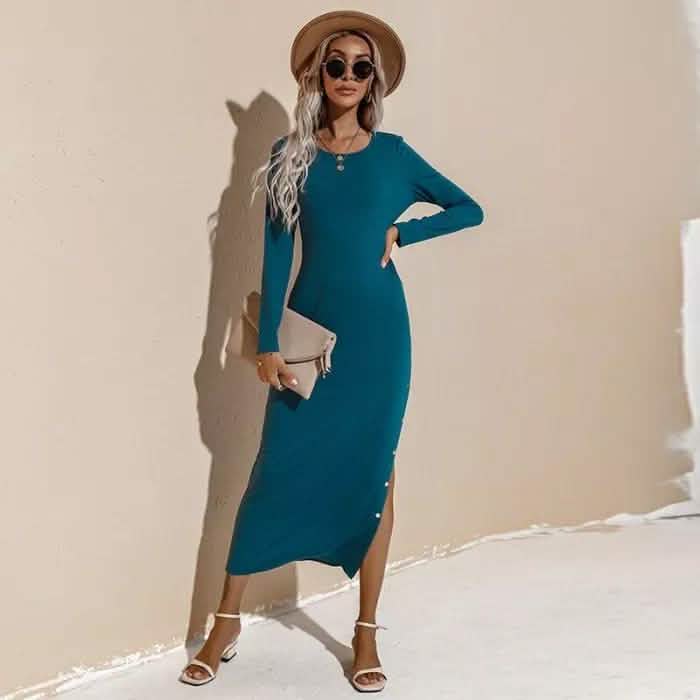 Damen Herbst- und Winter-Freizeitkleid mit langen Ärmeln