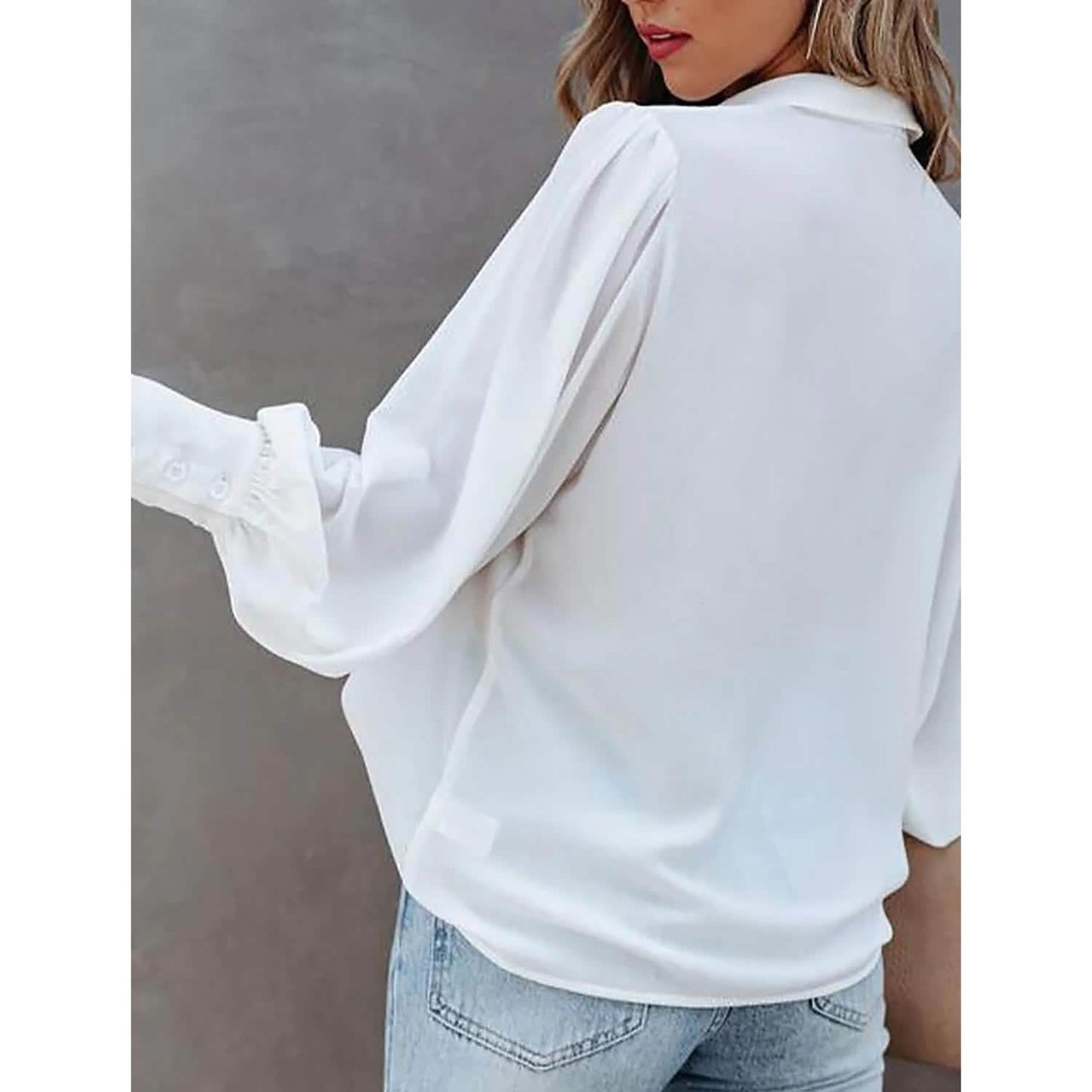 Damenbluse Hemd Uni Knopf Langarm