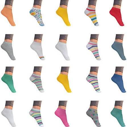 Atmungsaktive, stylische, farbenfrohe, lustige unsichtbare Socken für Damen