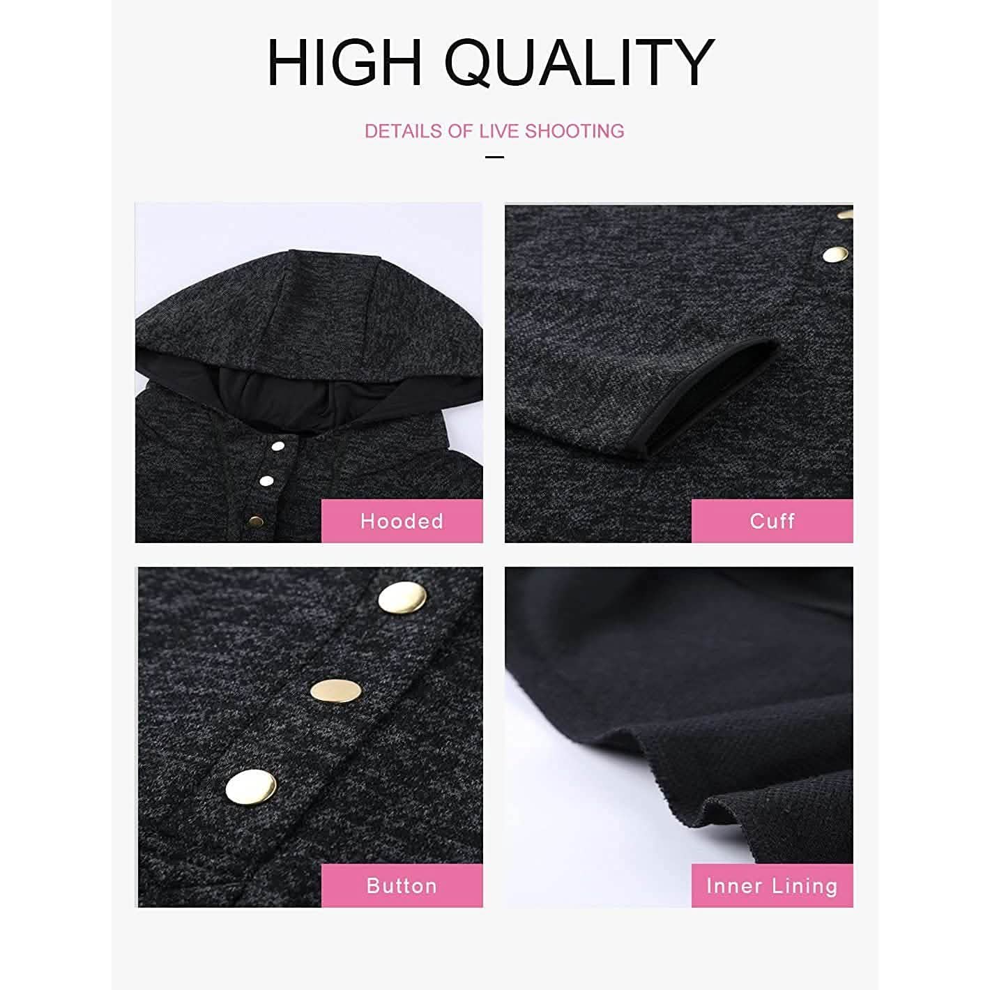 Damen-Sweatshirts mit Knopfkragen, Kordelzug und Steppung, Hoodies, Pullover