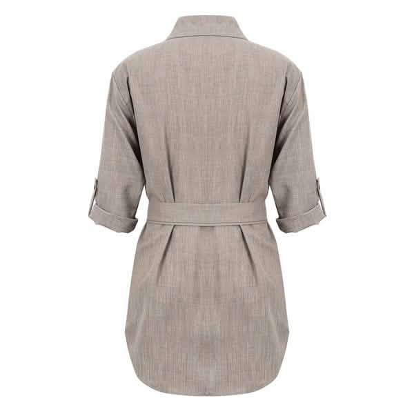Damen Hemdblusenkleid mit Umlegekragen