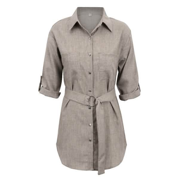 Damen Hemdblusenkleid mit Umlegekragen