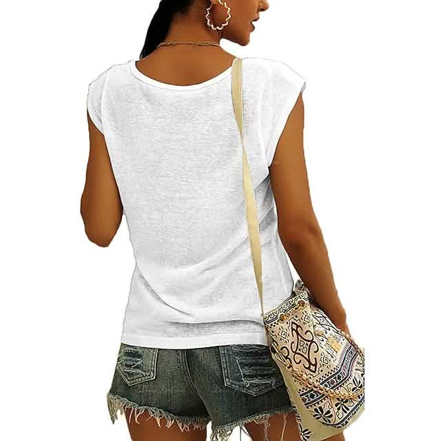 Damen T-Shirt mit Flügelärmeln, lässiges, locker sitzendes Tanktop