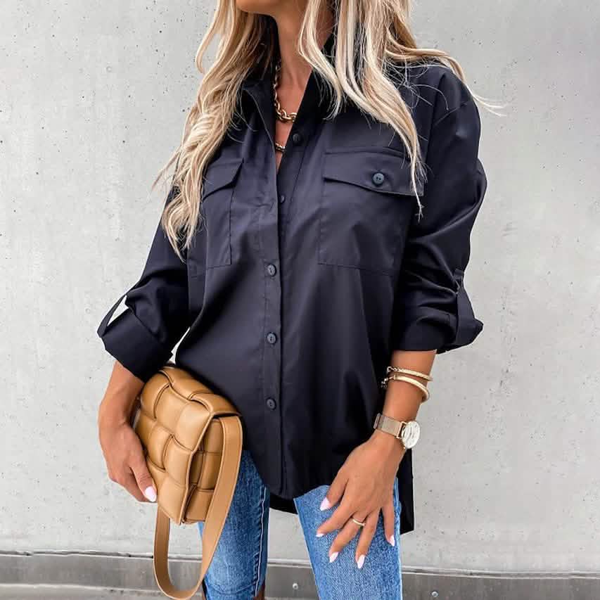 Damen lässige Kragen-Tunika-Shirt