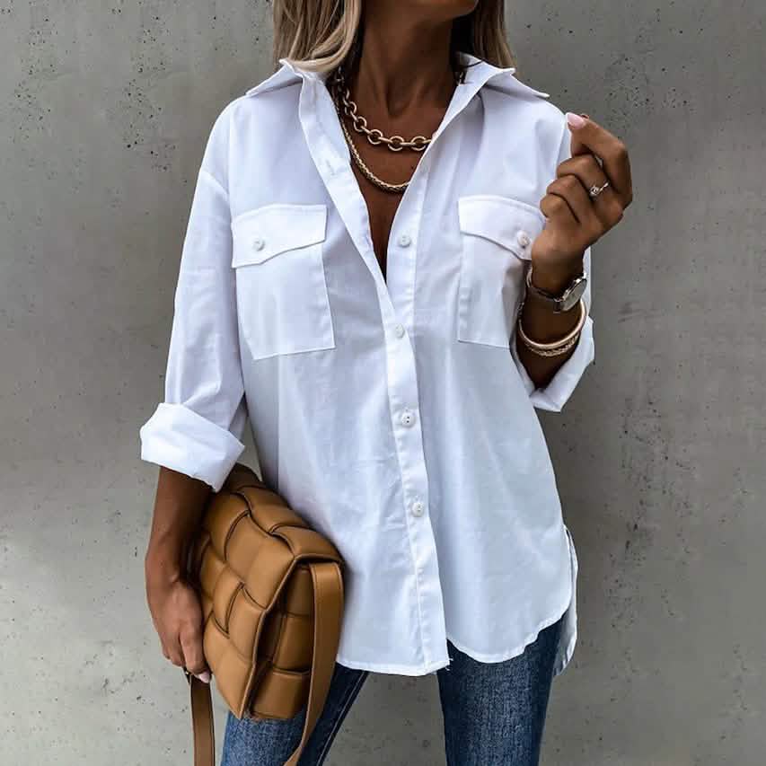 Damen lässige Kragen-Tunika-Shirt