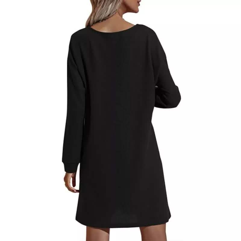 Damen Freizeitkleider V-Ausschnitt Geknöpftes Hüftstrickkleid