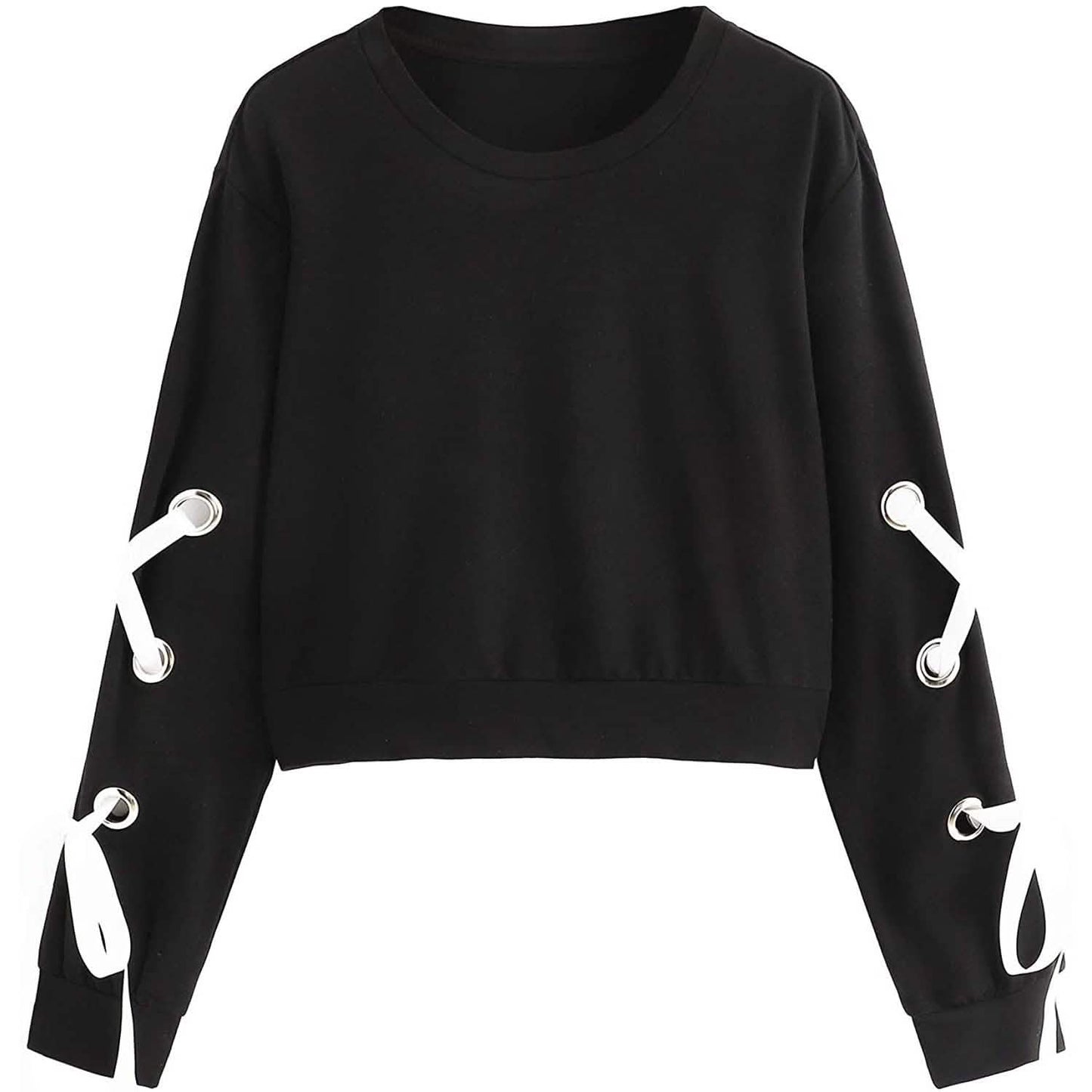 Damen Lässiger Langarm-Pullover mit Schnürung und kurzem Schnitt