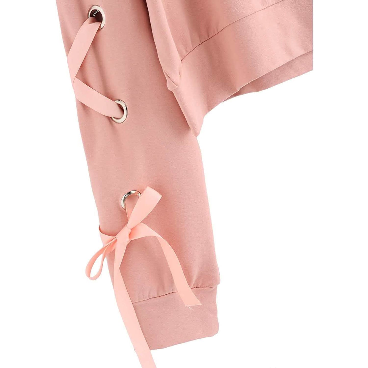 Damen Lässiger Langarm-Pullover mit Schnürung und kurzem Schnitt