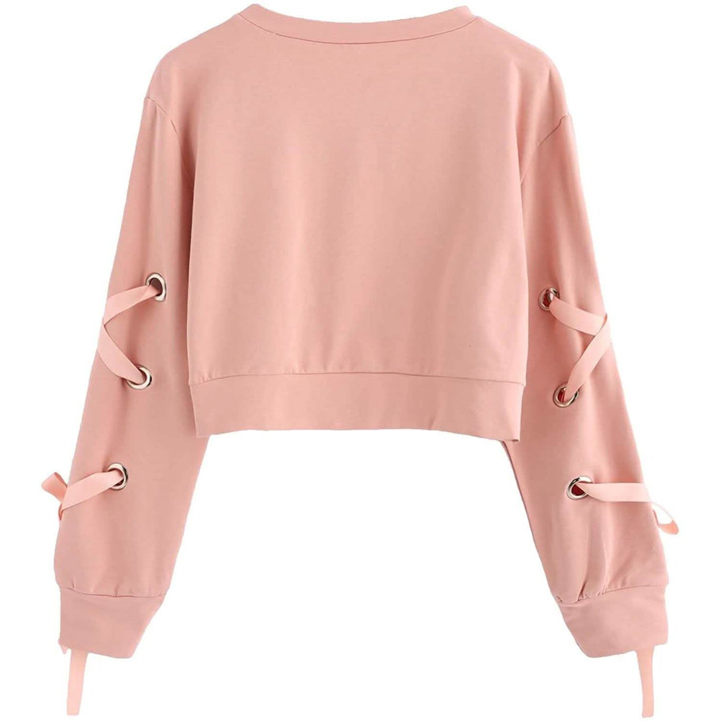 Damen Lässiger Langarm-Pullover mit Schnürung und kurzem Schnitt