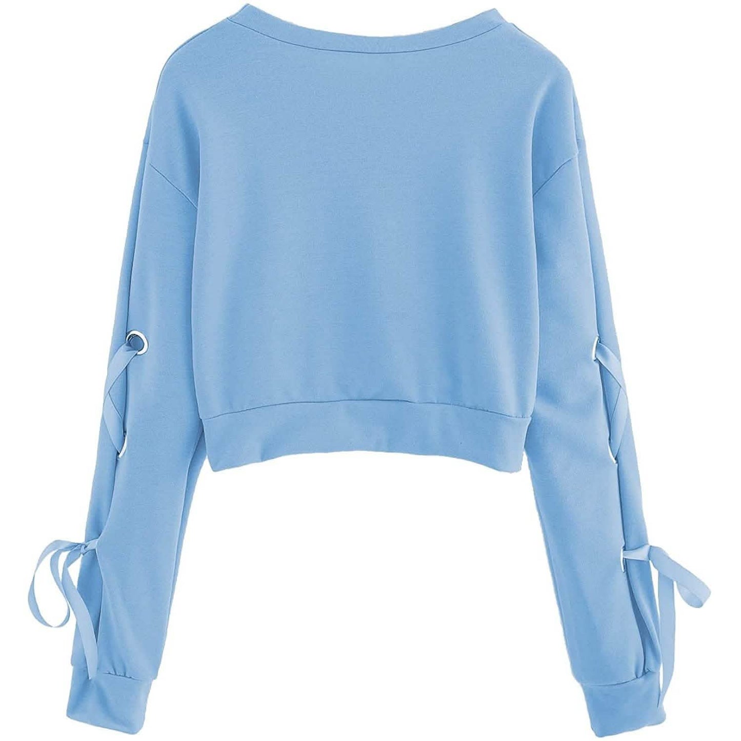 Damen Lässiger Langarm-Pullover mit Schnürung und kurzem Schnitt
