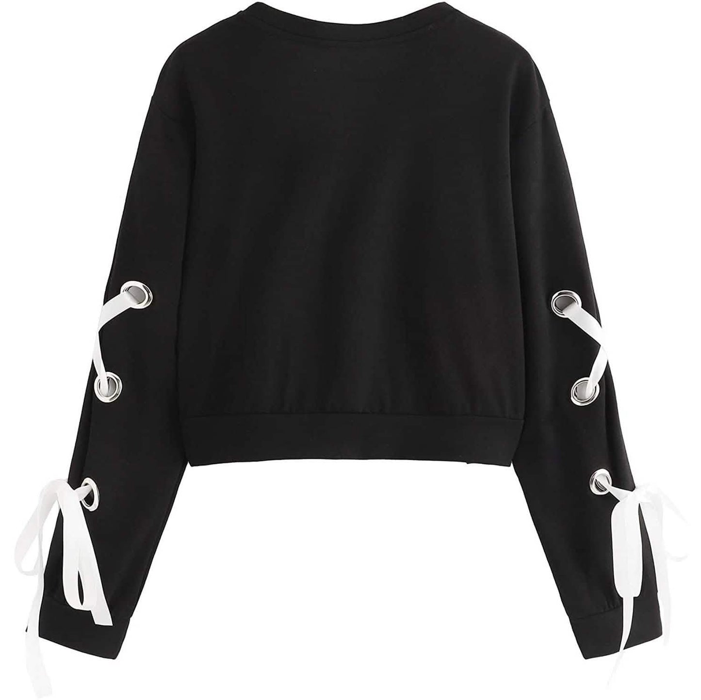 Damen Lässiger Langarm-Pullover mit Schnürung und kurzem Schnitt