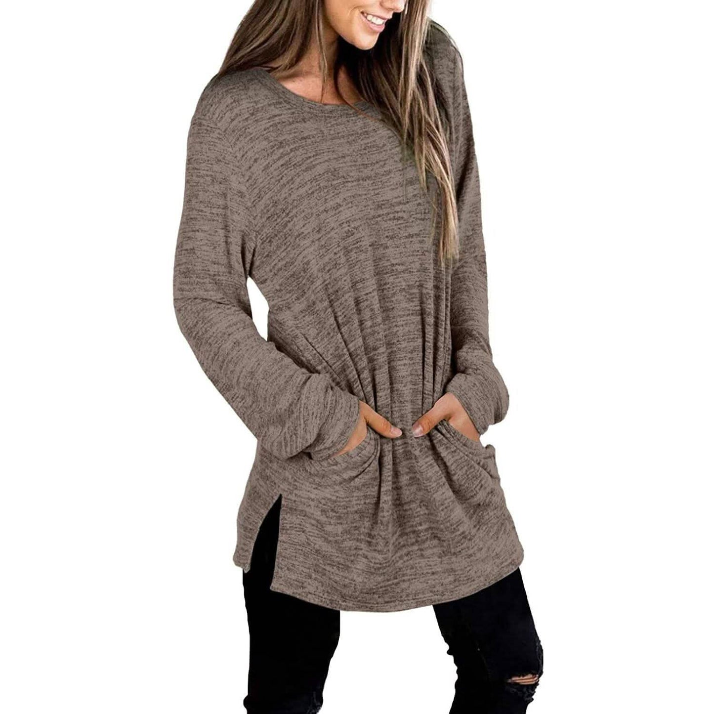 Damen Freizeit-Sweatshirts Langarm Oversize-Shirt
